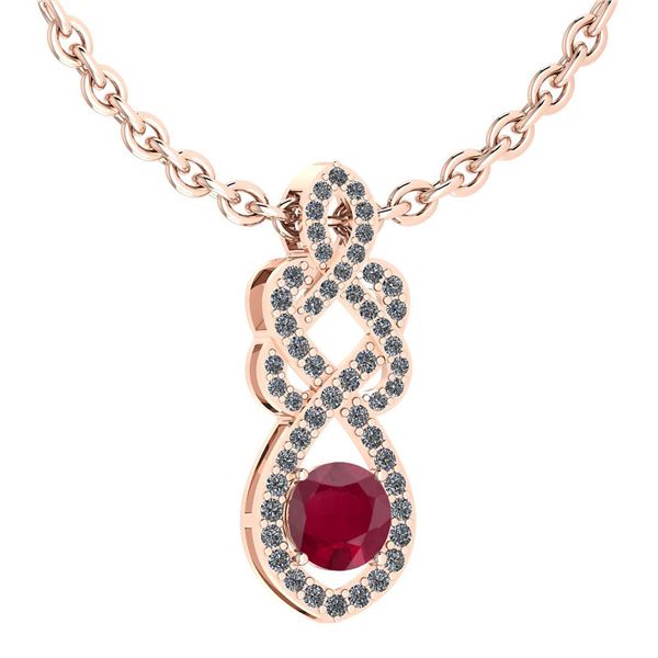 Certified 1.26 Ctw Ruby And Diamond VS/SI1 Necklace 14K