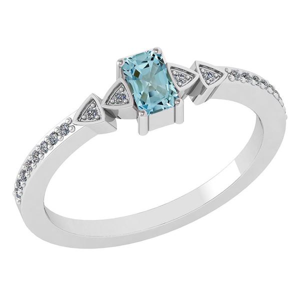Certified 0.39 Ctw Aquamarine And Diamond 14k White Gol