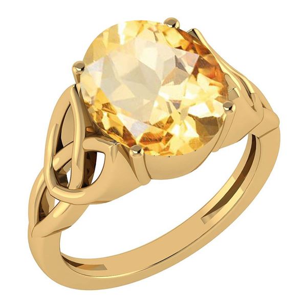 Certified 2.50 Ctw Citrine 14K Yellow Gold Solitaire Ri