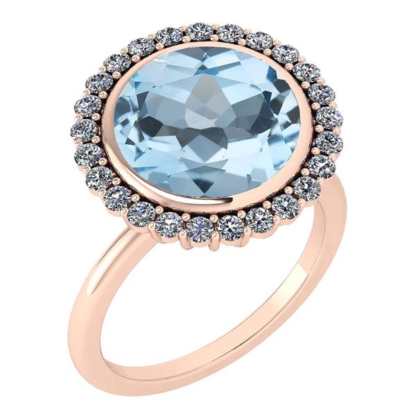 Certified 5.95 Ctw Blue Topaz And Diamond VS/SI1 Halo R