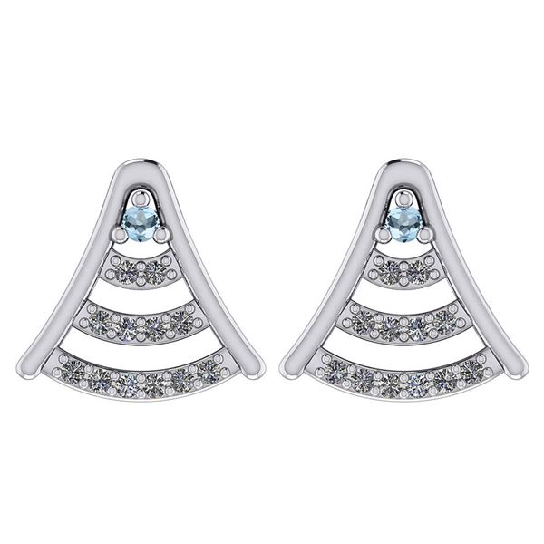 Certified 0.15 Ctw Aquamarine And Diamond 14k White Gol