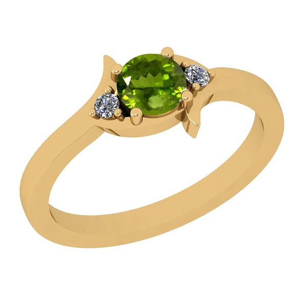Certified 0.56 Ctw I2/I3 Peridot And Diamond 10K Yellow