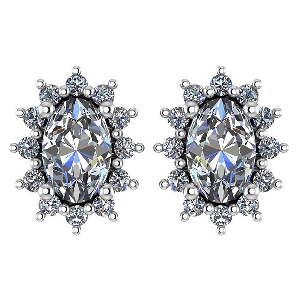 1.24 Ctw Diamond 14k White Gold Halo Stud Earrings