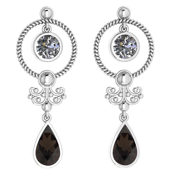 Certified 5.18 Ctw Smoky Quartz And Diamond SI2/I1 Dang