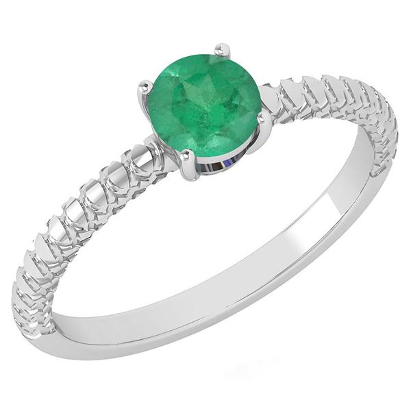 Certified 0.45 Ctw Emerald Solitaire Ring with Filigree