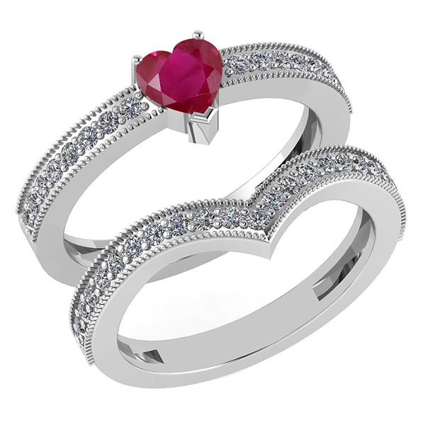 Certified 0.90 Ctw Ruby And Diamond Wedding/Engagement