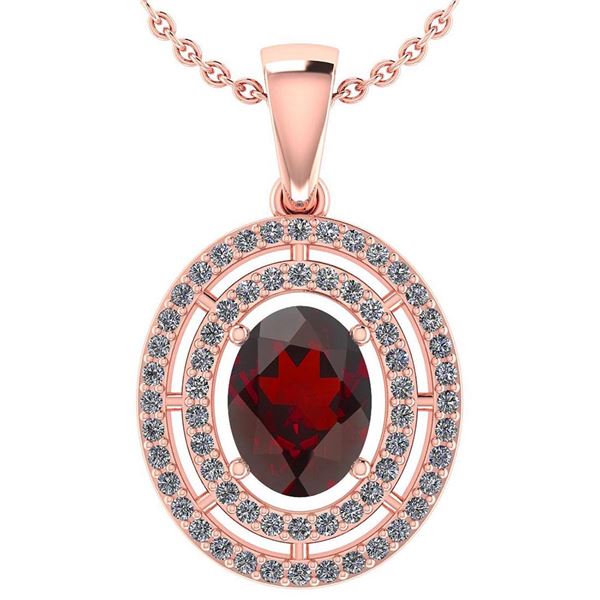 Certified 1.56 Ctw Garnet And Diamond 18K Rose Gold Hal
