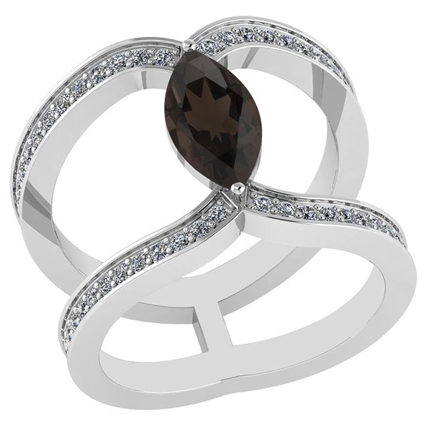 Certified 1.52 Ctw Smoky Quartz And Diamond VS/SI1 Ring