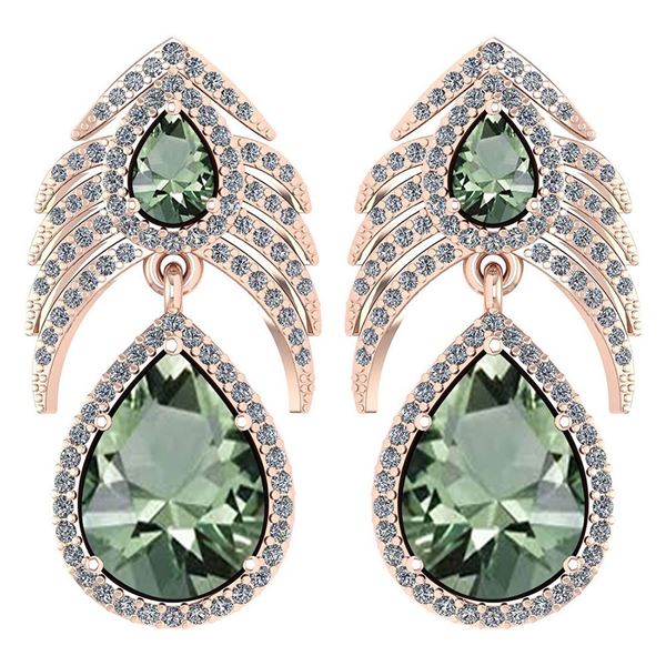 Certified 7.38 Ctw Green Amethyst And Diamond VS/SI1 Pe