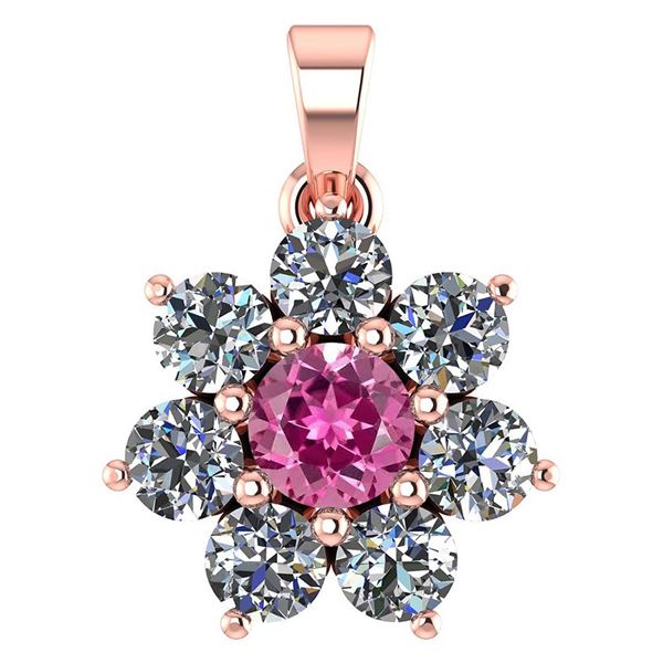 Certified 0.93 Ctw Pink Tourmaline And Diamond 18K Rose