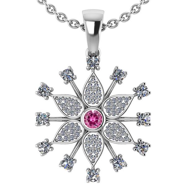 Certified 0.71 Ctw Pink Tourmaline And Diamond Platinum