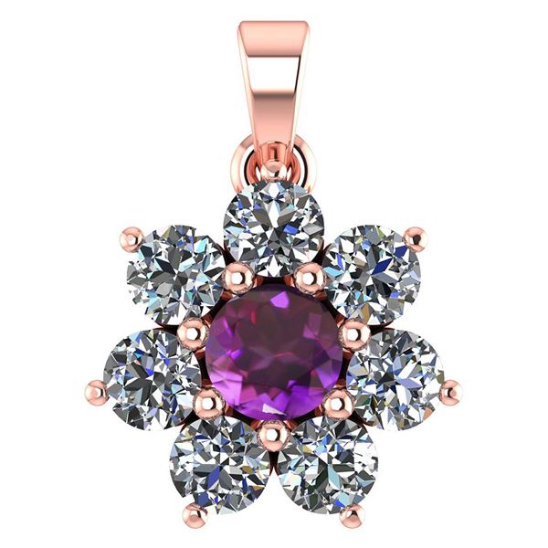 Certified 0.93 Ctw Amethyst And Diamond 14k Rose Gold H