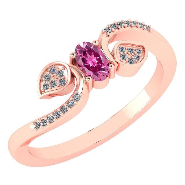 Certified 0.28 CTW Pink Tourmaline And Diamond 14k Rose