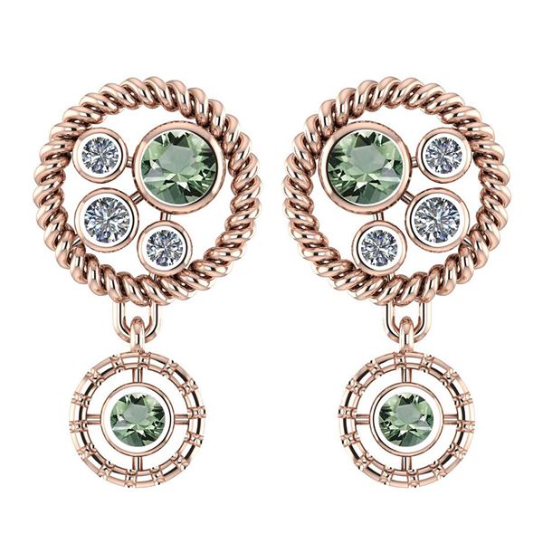 Certified 0.84 Ctw Green Amethyst And Diamond Wedding/E