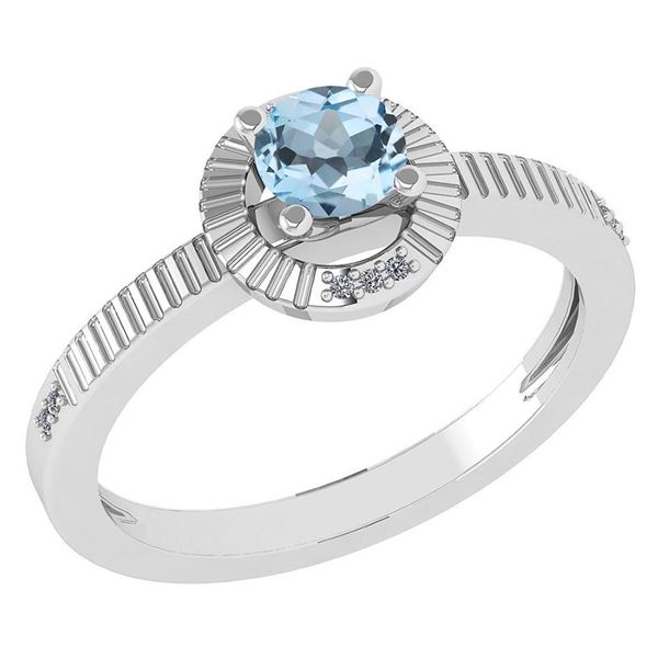 Certified 0.37 Ctw Aquamarine And Diamond 14k White Gol