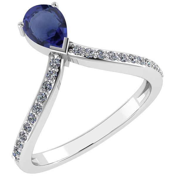 Certified 0.97 Ctw Blue Sapphire And Diamond 14k Yellow