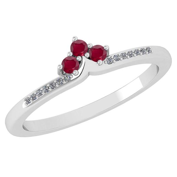 Certified 0.13 Ctw Ruby And Diamond 14k White Gold Halo