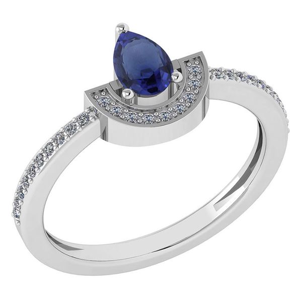 Certified 0.64 Ctw Blue Sapphire And Diamond 14k White