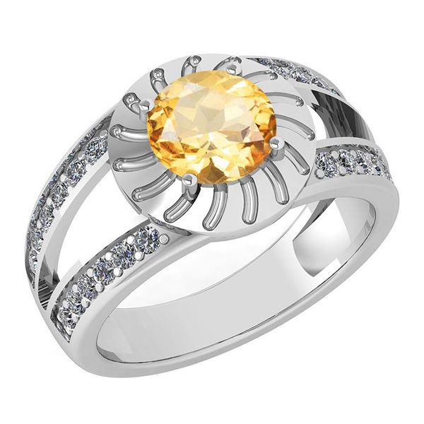 Certified 1.58 Ctw Citrine And Diamond Wedding/Engageme