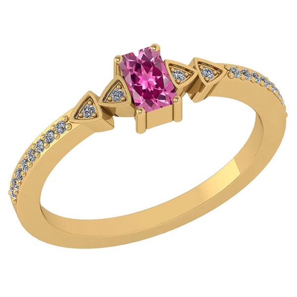 Certified 0.39Ctw Pink Tourmaline And Diamond 14k Yello