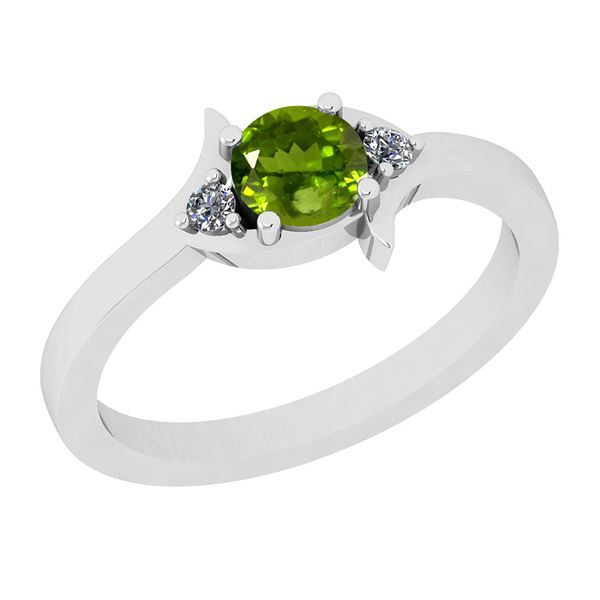 Certified 0.56 Ctw I2/I3 Peridot And Diamond 10K White