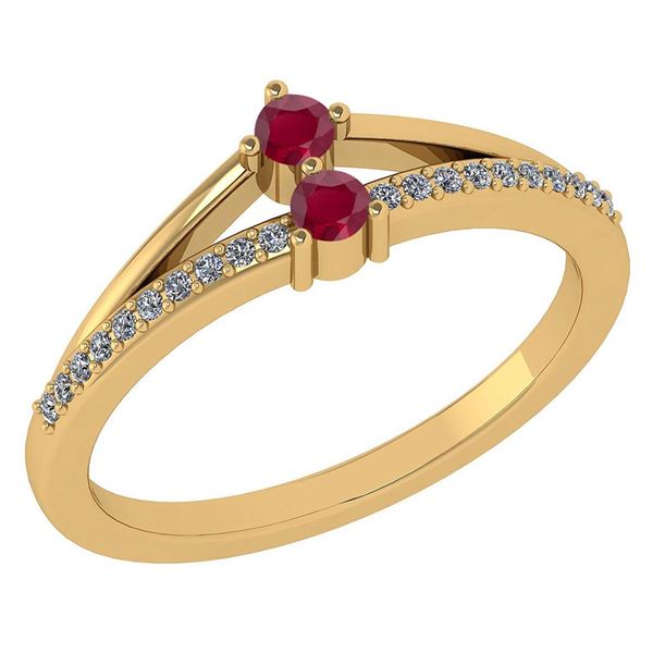 Certified 0.22 Ctw Ruby And Diamond 14k Yellow Gold Hal