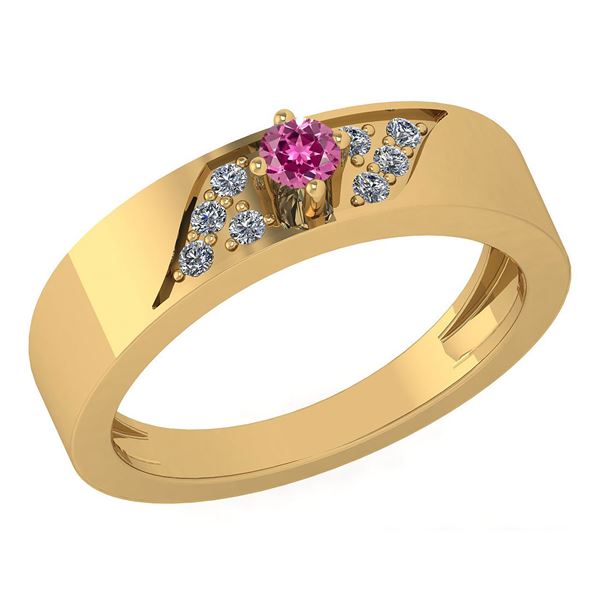 Certified 0.19 Ctw Pink Tourmaline And Diamond 18K Yell