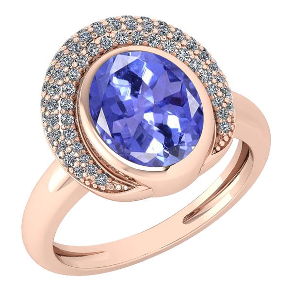 Certified 2.82 Ctw Tanzanite And Diamond VS/SI1 Halo Ri