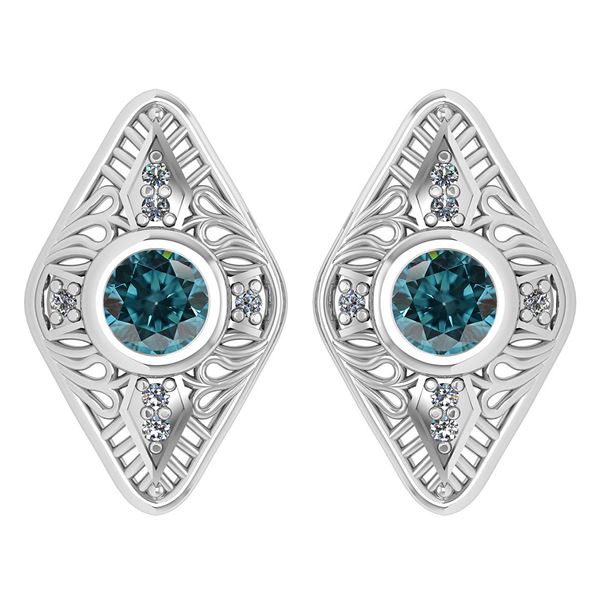 Certified 1.46 Ctw Fancy Blue Diamond 18k White Gold Ha