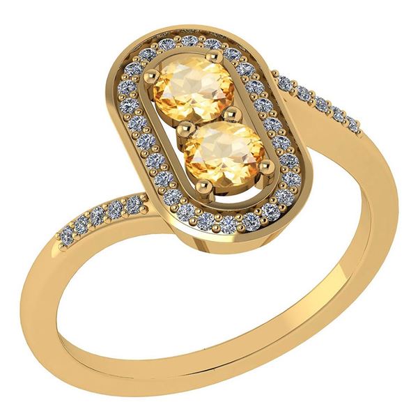 Certified 0.68 Ctw Citrine And Diamond 14k Yellow Gold