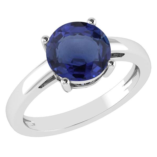 Certified 2.00Ctw Genuine Blue Sapphire 14k White Gold