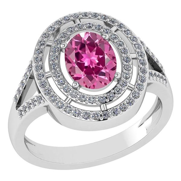 Certified 1.66 Ctw Pink Tourmaline And Diamond 14k Whit
