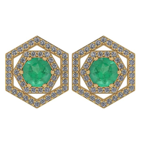 Certified 1.38 Ctw Emerald And Diamond 18k Yellow Gold