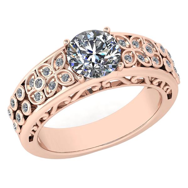Certified 1.42 Ctw Diamond Wedding/Engagement 14K Rose