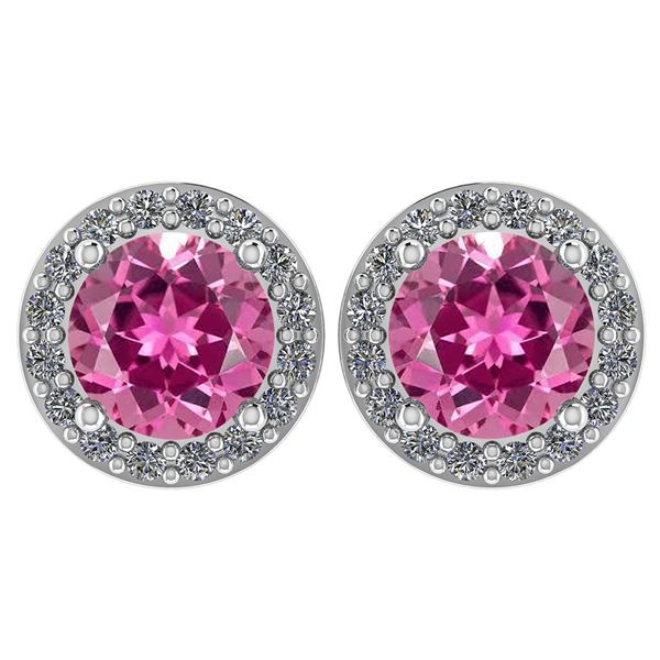 Certified 1.6 Ctw Pink Tourmaline And Diamond 14k White