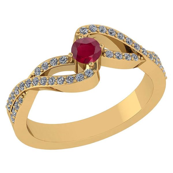 Certified 0.61 CTW Ruby And Diamond 14k Yellow Gold Hal