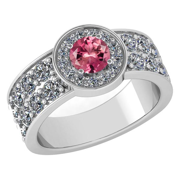 Certified 1.92 Ctw Pink Tourmaline And Diamond 14k Whit