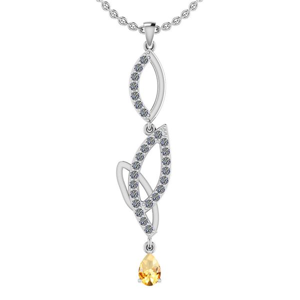 Certified 0.53 Ctw I2/I3 Citrine And Diamond 10K White