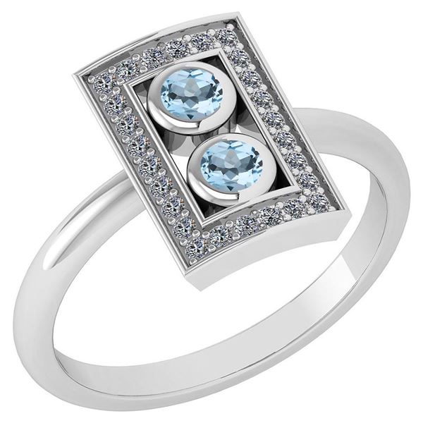 Certified 0.31 Ctw Blue Topaz And Diamond 14K White Gol