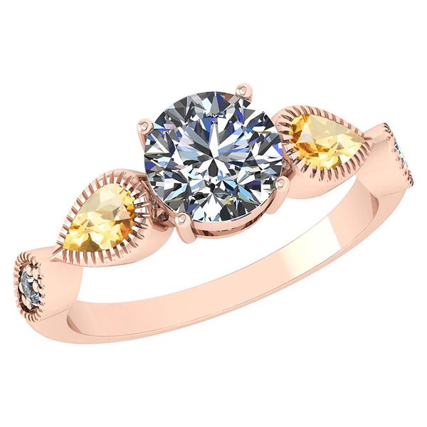 Certified 1.81 Ctw Citrine And Diamond VS/SI1 Ring 14k