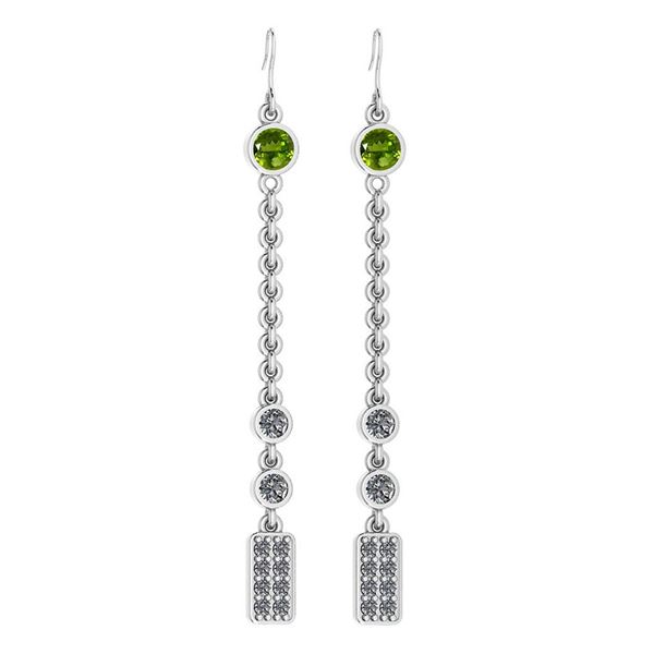 Certified 1.13 Ctw Peridot And Diamond VS/SI1 Earrings