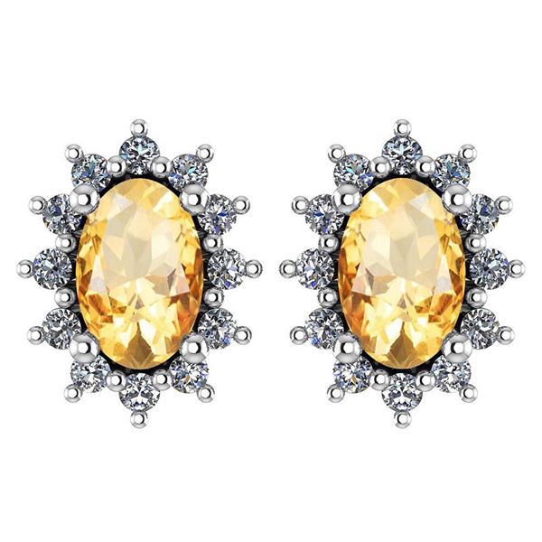 Certified 1.24 Ctw Citrine And Diamond 14k White Gold H