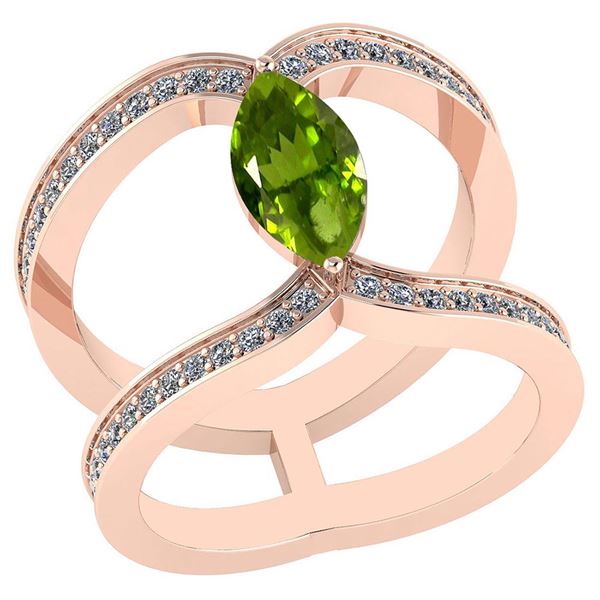Certified 1.52 Ctw Peridot And Diamond VS/SI1 Ring 10K