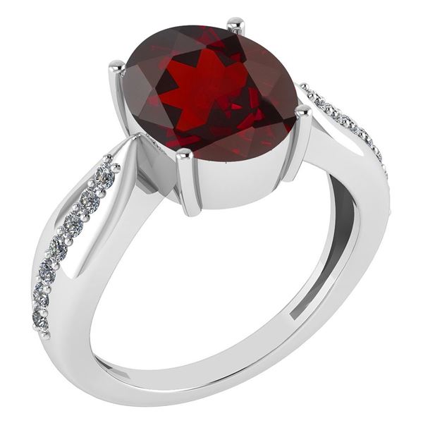 Certified 5.30 Ctw Garnet And Diamond VS/SI1 Ring 14k W