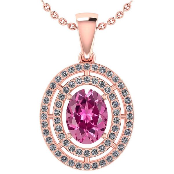 Certified 1.56 Ctw Pink Tourmaline And Diamond 18K Rose