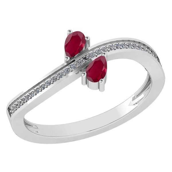 Certified 0.50 Ctw Ruby And Diamond 18K White Gold Ring