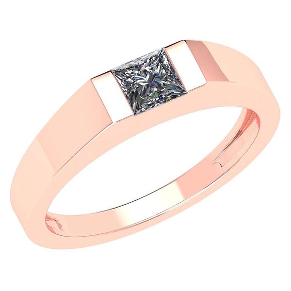 Certified 0.35 Ctw Diamond 14k Rose Gold Halo Mens Ring