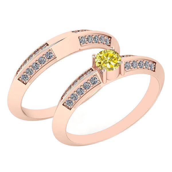 Certified 0.55 Ctw Treated Fancy Yellow Diamond SI1/SI2