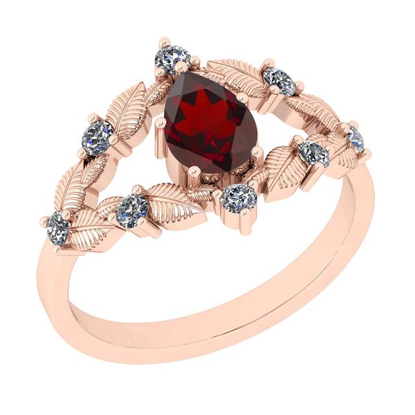 Certified 0.78 Ctw I2/I3 Garnet And Diamond 10K Rose Go