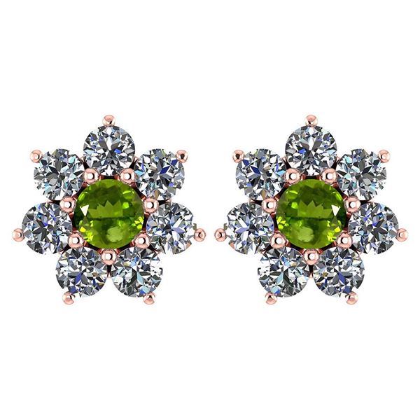Certified 1.86 Ctw Peridot And Diamond 18K Rose Gold Ha